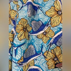 Vineyard Vines Mens swim trunks Large Sailfish and Floral Blue Yellow